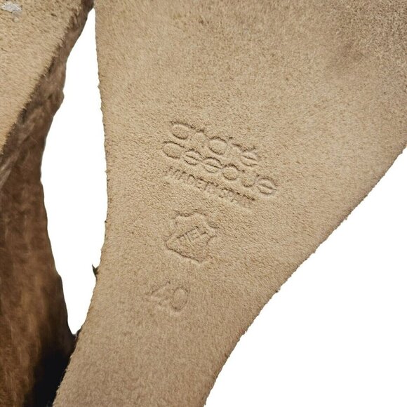 Andre Assous Allison Wedge Sandals Espadrille Gold Metallic Leather Womens 9-9.5 - Picture 10 of 13